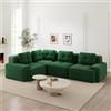 Muskel Divano Angolare 4 Posti con Ottomana Sinistra Divano Modulare Osseless in Corda Divano Soggiorno con Seduta Profonda Imbottitura Morbida Divano Relax Verde