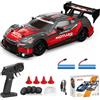 KAIMIO Auto da drift RC in scala 1:24 4WD 2,4 GHz 30 km/h ad alta velocità da corsa sportiva giocattolo con luci a LED, ruote da corsa e deriva (8601-rosso)