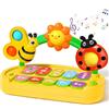 AOOTE Giochi Musicali Bambini, Giocattolo per Pianoforte con Tastiera, Giocattolo Attività Pianoforte con Musica E Luci Giochi, 4 Modalità di Gioco, per 6+ Mesi, per lo Sviluppo Precoce e Attività