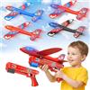 Doloowee Giocattolo Aereo per Bambini di 4 5 6 7 8 anni | Set con 4 alianti in schiuma e 2 lanciatori, 2 modalità di volo, giocattolo da esterni e giardino, regalo per maschi 3‑8 anni