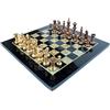 StonKraft - Set di scacchiere in pietra da 15 x 15 pollici, realizzato con marmo nero e madreperla con pezzi in ottone