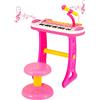 RELAX4LIFE Pianoforte per Bambini con 31 Tasti e Sgabello, Tastiera Pianoforte Elettronico con Mini Microfono Regolabile, Giocattolo Musicale Regalo per Bambini 3+ Anni (Rosa)
