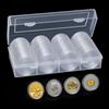HAINLOGWANG Capsule per monete, 60 pezzi, 41 mm, con scatola portaoggetti, collezione di monete con 8 misure, anelli in schiuma morbida (19/20/22/25/27/30/39/41 mm)