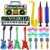 Cptoion 17 strumenti gonfiabili, gonfiabili per bambini, chitarra ad aria, sassofono, microfono beth, altoparlante shading occhiali, strumenti musicali gonfiabili per feste rock