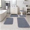 Heavyoff Set Tappeti Bagno 4 Pezzi, Tappeti Assorbente Antiscivolo, Soffice Tappetini Doccia, Lavabile in Lavatrice per doccia, vasche da bagno, Grigio scuro