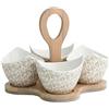 Brandani 53163 ricciolo di fata 4PC Hors D Oeuvre vassoio, porcellana/bambù naturale, bianco