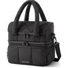 BAGSMART Borsa termica termica termica da donna, a doppio piano, borsa per il pranzo trapuntata, a prova di perdite, durevole e riutilizzabile, picnic, viaggi, preparazione del cibo, colore nero