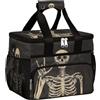 Mexpekil Borsa termica per il pranzo riutilizzabile a prova di perdite, divertente, con teschio e scheletro umano, borsa termica per donne, uomini, lavoro, campeggio, spiaggia, ufficio, 24 lattine, 15