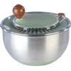 Rosenstein & Söhne Centrifuga per insalata XL con ciotola in acciaio inox 4,7 L, manovella e pulsante Stop