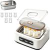 VETOLAKA Yogurtiera greca da 1,6 l, con 6 bicchieri, yogurt e formaggio fresco, timer, 3 programmi preimpostati, programmi per yogurt greco, formaggio
