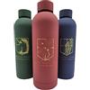 JAW REX Borraccia per acqua in acciaio inox, 500 ml, thermos per caffè e tè, 24 ore, calda per 13 ore, Attack on Titan Design (Stationary Guard, rosso)