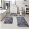Heavyoff Set Tappeti Bagno 4 Pezzi, Tappeti Assorbente Antiscivolo, Soffice Tappetini Doccia, Lavabile in Lavatrice per doccia, vasche da bagno, Tie Dye Grigio