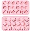 Stiesy 2 stampi in silicone riutilizzabili a forma di fiocco con 18 cavità a forma di fiore e foglia, stampi da forno a forma di margherita e rosa, stampi da forno per fai da te, sapone, budino,