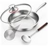 VeftBltrem Generico - Padella in titanio con spatola, wok antiaderente martellata in titanio per cucinare, utensili da cucina versatili per arrostire, cuocere, bistecche, ristorante (32 cm)