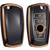 KUNIO Keyless - Custodia portachiavi adatta per BMW Serie 1, 2, 3, 4, 5, 6, F10, F12, F20, F25, F30, X3, X4, M3, M4, M5, 3GT, 5GT, in TPU, colore: Nero