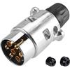 SPARKMOTO Metallo Spina Rimorchio 7 Poli Impermeabile,12V Spina 7 Poli Maschio Rimorchio Alluminio,Spina 7Poli per Rimorchio Roulotte RV Camion portabiciclette Spina 7 Poli,Norma ISO1724(tappo a vite)