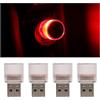 CGEAMDY 4 Pezzi Lampada Decorativa per Auto Casa Decorazioni per Feste, Illuminazione Ambiente Auto USB, Luci LED Automobile Maggior Parte Dei Dispositivi Con Porte USB Universale(Rosso)