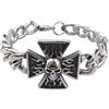 FREELANCE JW BRACCIALE BIKER CON CROCE DI MALTA E TESCHIO FIAMMEGGIANTE - ARGENTO/ACCIAIO