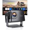 WiMiUS 【2500 ANSI/56W Dolby Hi-Fi】Proiettore 4K Smart TV Vidaa Sistema AirPlay2 Controllo Vocale, Videoproiettore Rotazione 225° Regolazione AI 1080P HDR10 Wimius Proiettore da Esterno/Casa