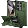 xinyunew custodia per Samsung Galaxy S23 Ultra con ring stand magnetico, cover militare antiurto con protezione fotocamera scorrevole compatible with MagSafe ricarica wireless verde