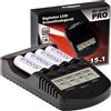 Kraftmax BC-4000 Pro - Caricatore rapido ad alte prestazioni, ottimizzato per batterie di ultima generazione (ad esempio Eneloop di colore nero), 4.8V