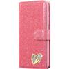 BLOTECH Brillantini Custodia for Samsung Galaxy S23 Ultra Bling Case Rosa Glitter Shell Wallet PU 3D Amore Cuore Strass Cover Custodia Morbido Case Libro Scintilla Leather Pelle per Samsung Galaxy S23 Ultra