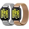 CHANRASI 2 pezzi Metallo Cinturino 22mm Compatibile con Cinturini Xiaomi Redmi Watch 5 Active/5 Lite Uomo Donna,Cinturino Doppie Magnetiche per Redmi Watch 5 Active/5 Lite Argento Oro rosa