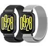 CHANRASI 2 pezzi Metallo Cinturino 22mm Compatibile con Cinturini Xiaomi Redmi Watch 5 Active/5 Lite Uomo Donna,Cinturino Doppie Magnetiche per Redmi Watch 5 Active/5 Lite Nero argento