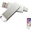 Lathurna Chiavetta USB da 512 GB con doppia porta integrata, USB-C e USB-A, alloggiamento in metallo antiurto, Plug & Play, compatibile con Android, iOS, espansione di memoria per foto e video