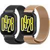CHANRASI 2 pezzi Metallo Cinturino 22mm Compatibile con Cinturini Xiaomi Redmi Watch 5 Active/5 Lite Uomo Donna,Cinturino Doppie Magnetiche per Redmi Watch 5 Active/5 Lite Nero Oro rosa