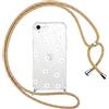 Yoedge Cover con Cordino per iPhone 8/7/SE 2020/SE 2022 4,7, Trasparente Aesthetic Disegni Fiori Custodia con Collana Tracolla Laccio Collo, Sottile TPU Silicone + PC Antiurto Case per iPhone 7,13