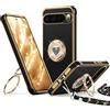 XYZ Cover per Google Pixel 10 Pro XL con Cordino, Nero | Custodia con Doppio Anello a Forma di Cuore e Supporto - Custodia Protettiva Lussuosa per Ragazze e Donne