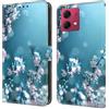 BLOTECH Cover per Motorola MOTO G84 Custodia Flip Caso in PU Pelle Portafoglio Cover a Libro Magnetic Buckle 3D Brillantini Glitters PU Leather Bumper Folio Protector Protettiva Case Flip,Plum Blossom