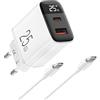 HYDOOD Caricatore USB C 25W Rapido Caricabatterie con Display di potenza | 2Porte Caricatore USB Adattatore di Alimentazione,QC PD Caricabatterie con cavo per iPhone 17/16/15/14/13,Galaxy S24/S23/S22