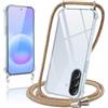 Oelrstfe Cover con Cordino per Samsung Galaxy A57 5G, Trasparente Silicone Custodia con Regolabile Collana Laccio Tracolla, Antigraffio Proteggere Case Corda per Samsung A57 5G, Giallo