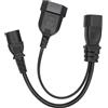 MejaRizon IEC 14 maschio a IEC 13 femmina e presa Euro CEE7/16, cavo per dispositivi freddi da 50 cm, prolunga per dispositivi freddi, da C14 a C13 + cavo di alimentazione splitter Euro Y, adatto per
