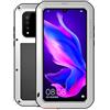 LOVE MEI Huawei P30 Lite Impermeabile Custodia, Antiurto Impermeabile Polvere/Sporcizia/Neve Prova in Alluminio Metallo Cover con Vetro Temperato per Huawei P30 Lite (Argento)