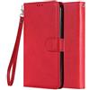 LEMORRY Custodia per iPhone 14 Plus Custodia Multifunzione Cover in Pelle 3in1 Portafoglio Cuoio Supporto per Auto & Titolare Magnetico Morbido TPU Silicone Cover iPhone 14 Plus (Rosso)