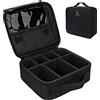 Relavel Trousse da viaggio per trucchi, organizer portatile per professionisti del makeup, 26,9 cm, con divisori regolabili per cosmetici, pennelli da trucco, articoli da toeletta, monili, nero