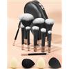 PGRODE Mini set di pennelli da trucco da viaggio, 14 pezzi, kit cosmetico portatile completo completo con custodia per pennelli, pennelli da trucco corti piccoli essenziali da viaggio per donne e