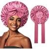 TOZBLEU Cuffie doccia,Cappello Notturno Regolabile,Cuffie da doccia,cuffia da notte reversibile in raso di seta, cuffia regolabile in raso,cuffia protettiva cosmetica per capelli ricci, lunghi, lisci