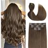 Sindra Extension per capelli a clip, 50 cm, 120 g, 6 pezzi | Genuine Clip Estensioni Dei Capelli Naturali, Posa E Rimozione Rapida, Capelure Plus Dense,Look Naturale, 20inch