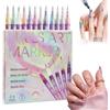 AOWVUTS 12 Pezzi 3D Nail Art Pen, 0.5mm Penne Smalto Per Unghie, Penna per Pittura Fai Da te Graffiti Pen Manicure Strumenti Bellezza Adorna Regalo Per Halloween Natale