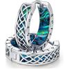 Odinstone Orecchini Uomo, Orecchini a Cerchio Uomo, Blu Neri | Odinstone Orecchini a cerchio da uomo, stile nordico, con rune vichinga e zirconi blu, coppia compatta da 17 mm