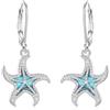EUDORA Harmony Ball Orecchini a Cerchio in Argento Sterling 925 con Stella Marina Turchese per Donna, Orecchini Pendenti a Forma di Stella Marina da Spiaggia Gioielli Estivi Boho Regalo