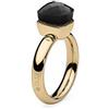 Qudo Firenze Anello in acciaio inox oro rosa con pietra jet (nero rosa), Acciaio inossidabile, Cristallo