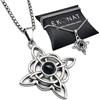 EKONAT JOYERIA PERSONALIZADA Ekonat - Nodo di strega con agata nera, portafortuna e protezione, ciondolo a forma di nodo di strega, amuleto protettivo, dimensioni 30 mm, catena in acciaio da 55 cm