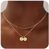 Turandoss Regalo per la festa della mamma per mamma, bambini, delicata collana placcata oro 14 K a strati con due lettere dalla A alla Z, collana alla moda per compleanno, amicizia, festa della mamma