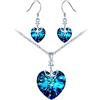MICSAVI Set di Gioielli Collana e Orecchini Ciondolo Ancora con Blu Cuore Cristalli Set di gioielli Cerimonia Anniversario Elegante Parure gioielli Argento 925 e Zirconi