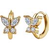 HeyMeili Orecchini Cerchio Donna Acciaio Inossidabile Orecchini con Pietra Farfalla Placcati in Oro 18K Orecchini Piccoli Anallergici Oro Argento Donna